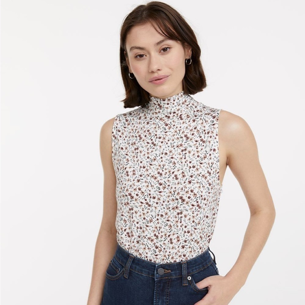 Printed Sleeveless Top with Mock Neck - New with tag